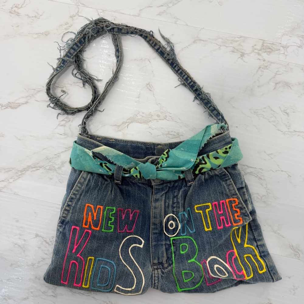 VINTAGE 80s New Kids On The Block denim shoulder BAG
